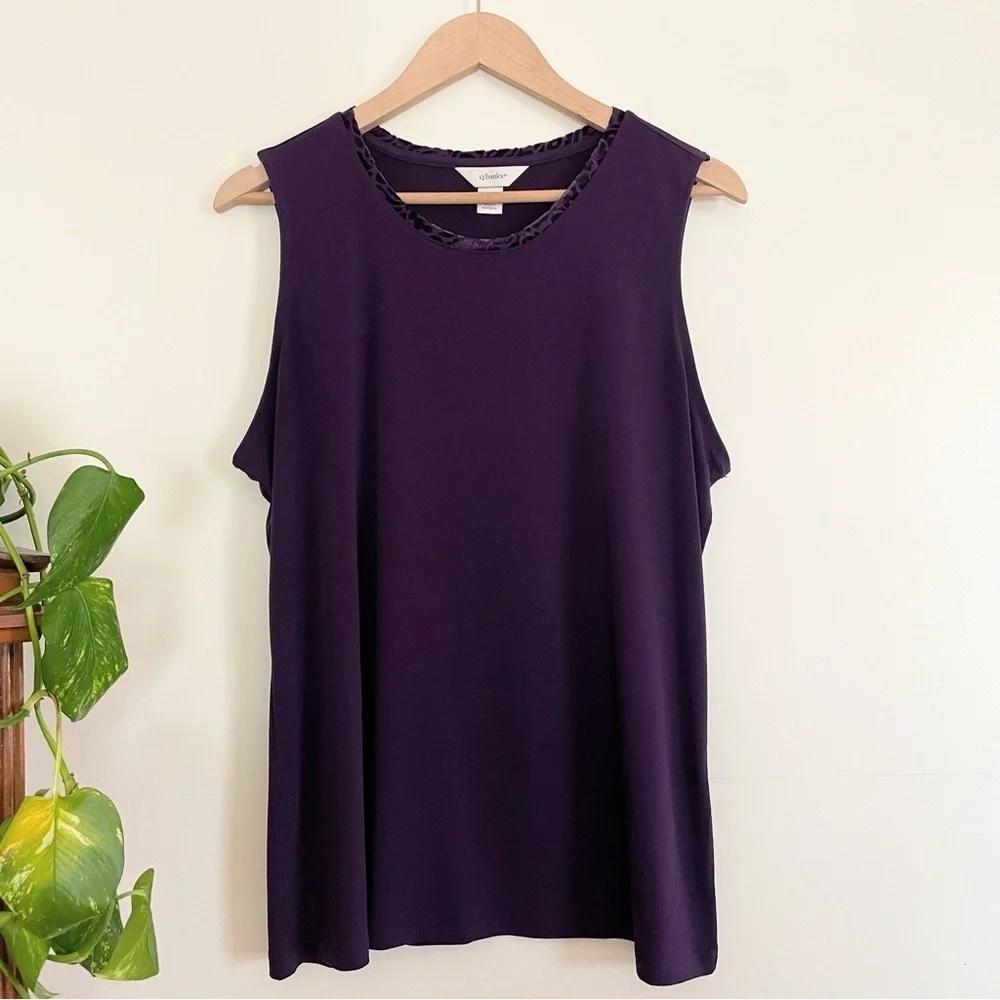 Christopher & Banks 2pc Set Purple Burnout Velvet Trim Cardigan & Tank Size X/XL